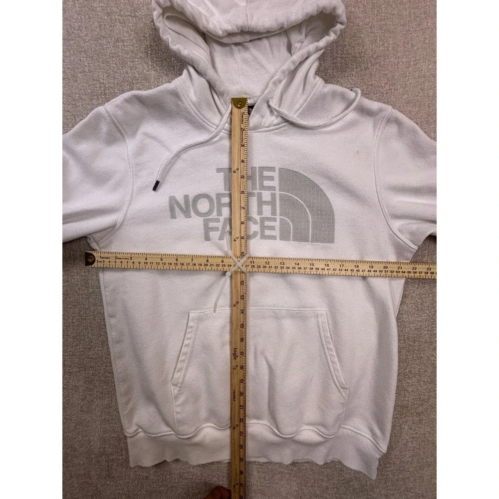 The North Face Mens White Graphic Logo Pullover Hoodie Sweatshirt Size M